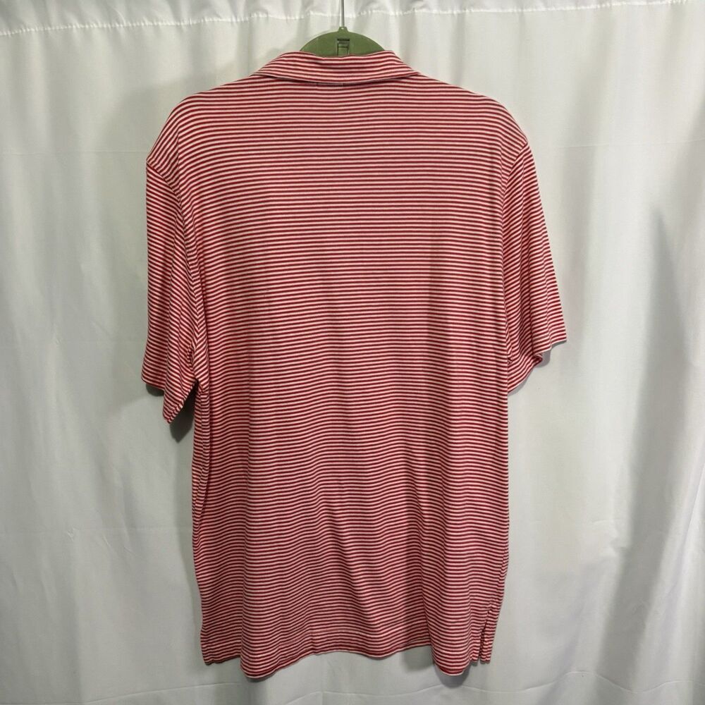 J McLaughlin Large Pima Cotton Red White Striped Polo Shirt Mens Golf Soft EUC - Picture 7 of 7